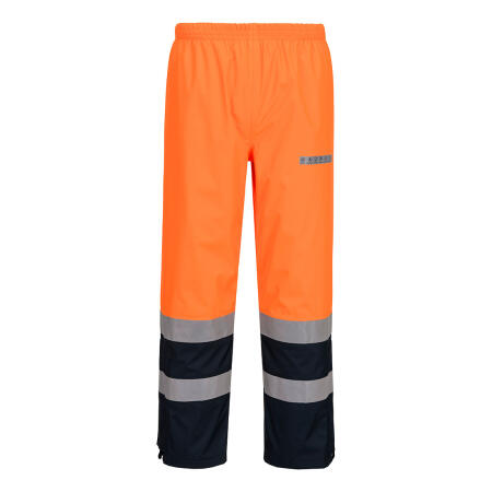 FR410 Bizflame Rain+ Hi-Vis Multi-Norm Contrast FR Trousers Orange/Navy