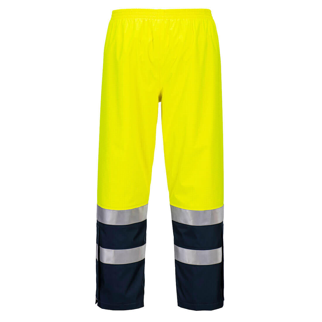 FR410 Bizflame Rain+ Hi-Vis Multi-Norm Contrast FR Trousers Yellow/Navy - Image 2