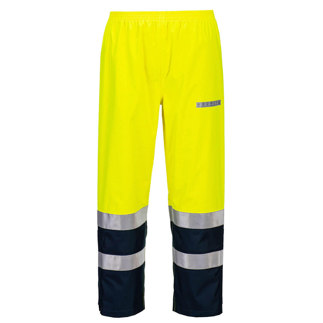 FR410 Bizflame Rain+ Hi-Vis Multi-Norm Contrast FR Trousers Yellow/Navy
