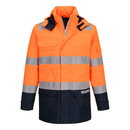 FR605 Bizflame Rain+ Hi-Vis Multi-Norm Contrast FR Jacket Orange/Navy