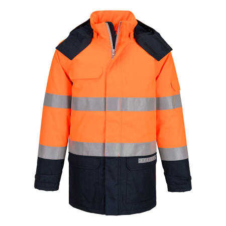 FR617 Bizflame Rain+ Hi-Vis Multi-Norm Contrast FR Winter Jacket Orange/Navy