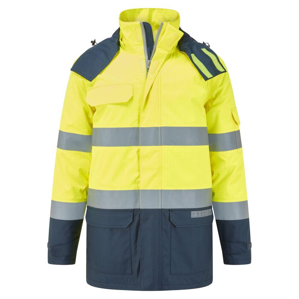 FR617 Bizflame Rain+ Hi-Vis Multi-Norm Contrast FR Winter Jacket Yellow/Navy