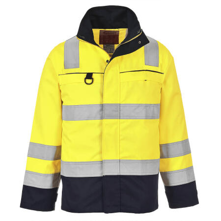 FR61 Bizflame Work Hi-Vis Multi-Norm Contrast FR Jacket Yellow/Navy