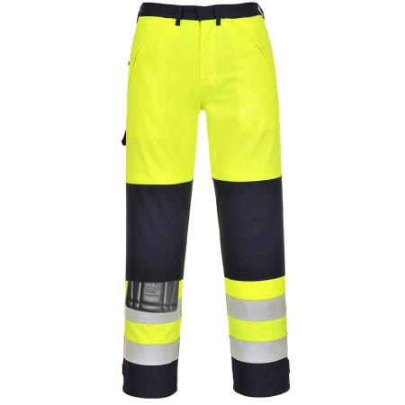 FR62 Bizflame Work Hi-Vis Multi-Norm Contrast FR Trousers Yellow/Navy