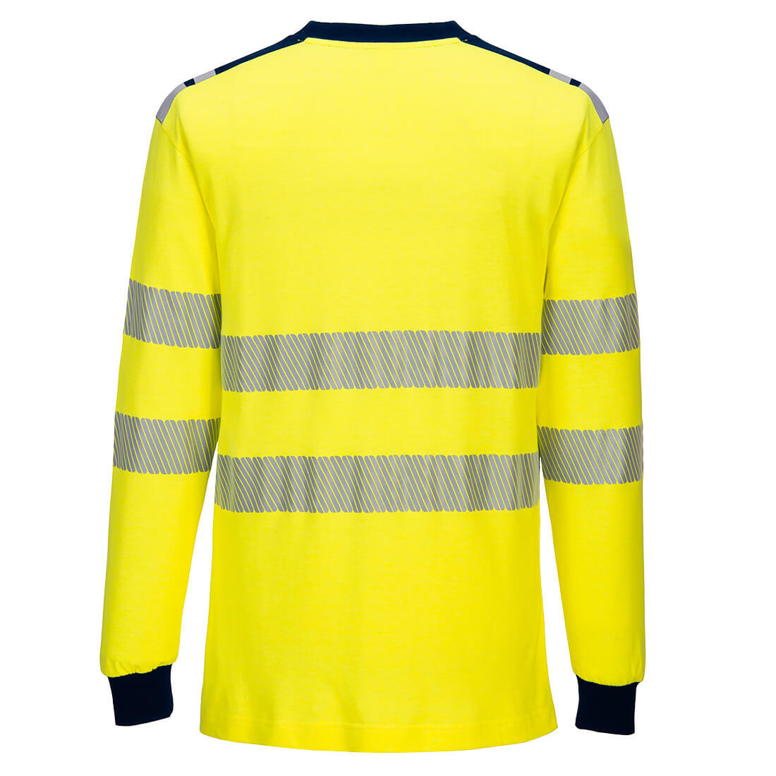 FR701 PW3 Modaflame Knit Hi-Vis FR Long Sleeve T-Shirt Yellow/Navy - Image 2