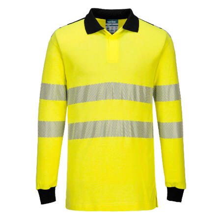 FR702 PW3 Modaflame Knit Hi-Vis FR Long Sleeve Polo Shirt Yellow/Black
