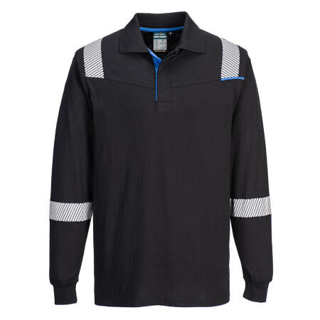 FR711 WX3 Modaflame Knit FR Long Sleeve Polo Shirt Black
