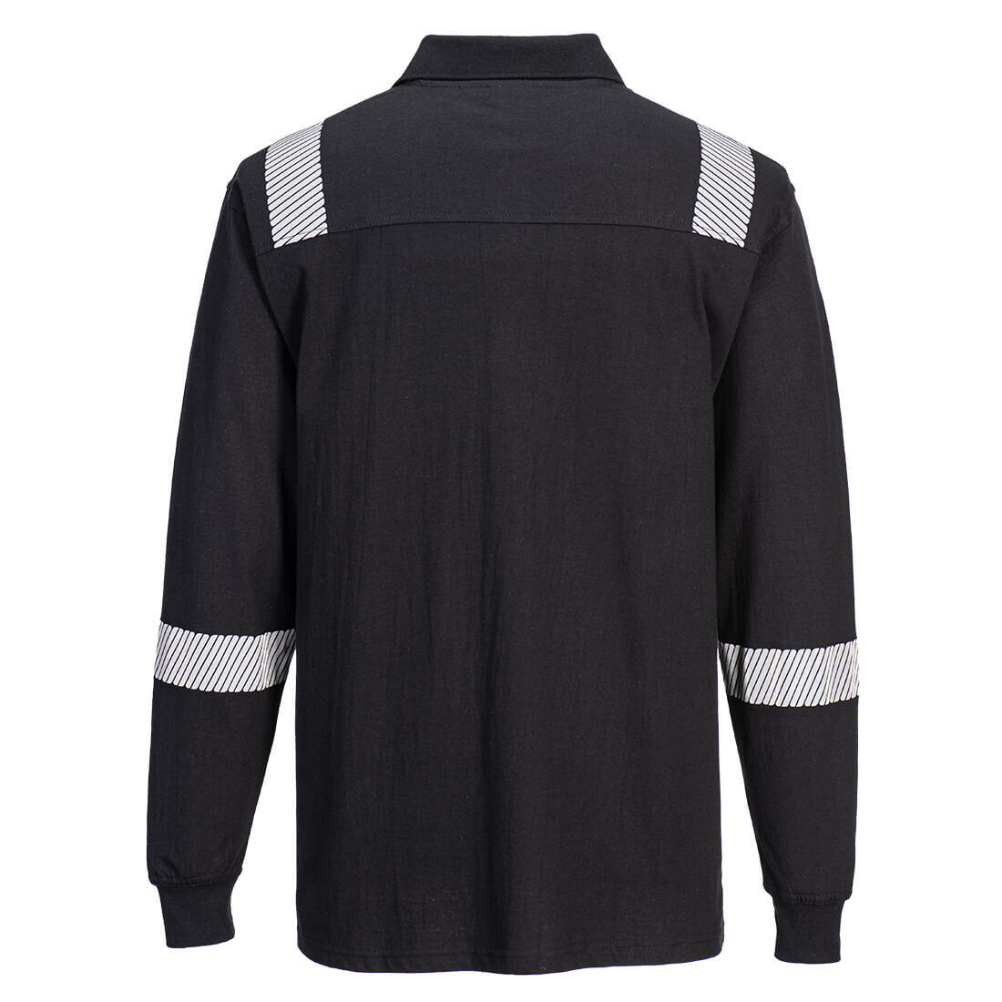 FR711 WX3 Modaflame Knit FR Long Sleeve Polo Shirt Black - Image 2
