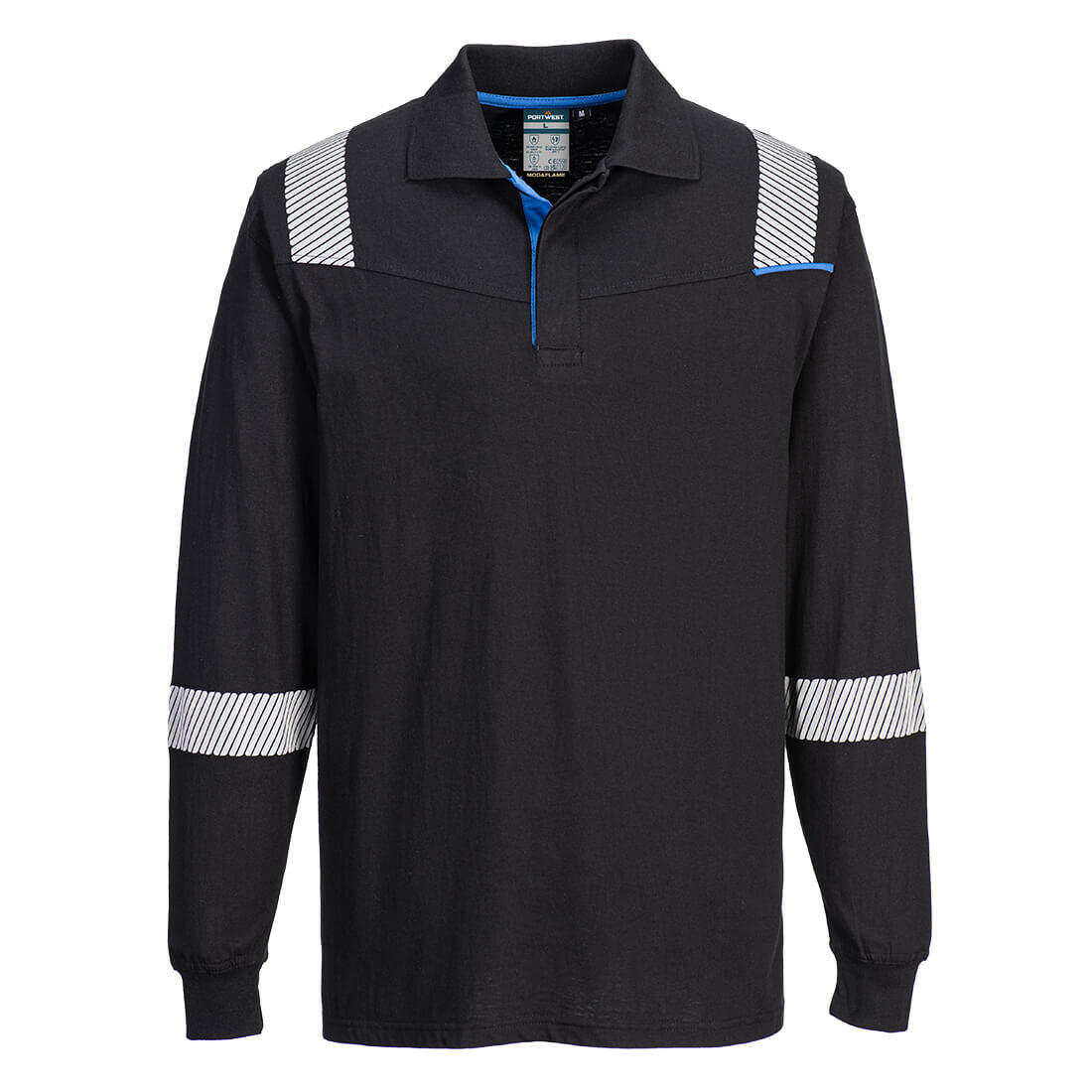 FR711 WX3 Modaflame Knit FR Long Sleeve Polo Shirt Black