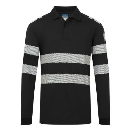 FR733 PW3 Modaflame Knit FR Long Sleeve Polo Shirt Black