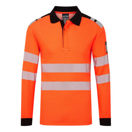 FR734 PW3 Modaflame Knit HVO FR Long Sleeve Polo Shirt Orange/Black