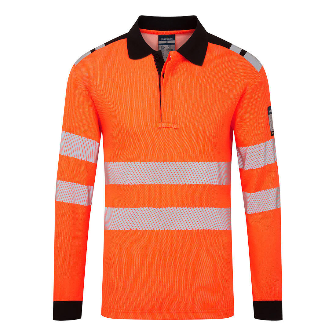 FR734 PW3 Modaflame Knit HVO FR Long Sleeve Polo Shirt Orange/Black