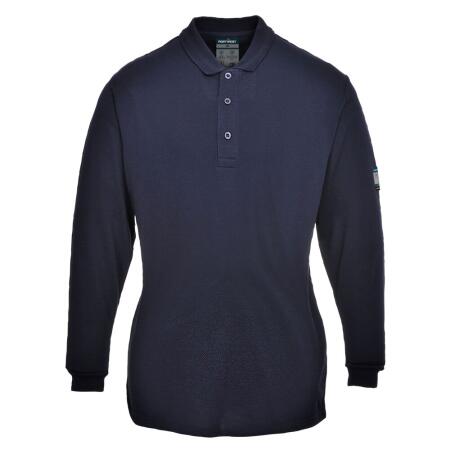 FR758 Modaflame Knit FR Women's Long Sleeve Polo Shirt Navy
