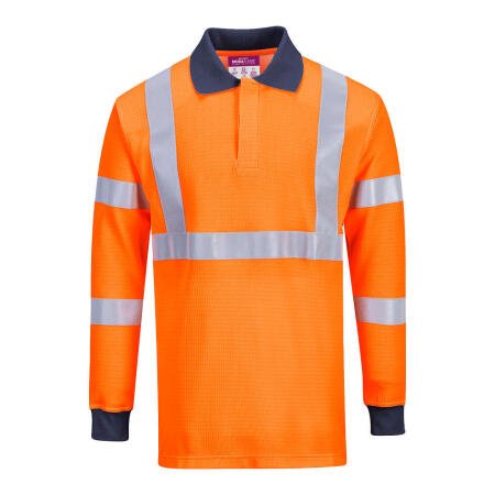 FR76 Modaflame Knit HVO FR Long Sleeve Polo Shirt Orange