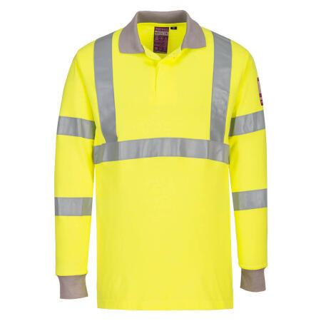 FR77 Modaflame Knit Hi-Vis FR Long Sleeve Polo Shirt Yellow