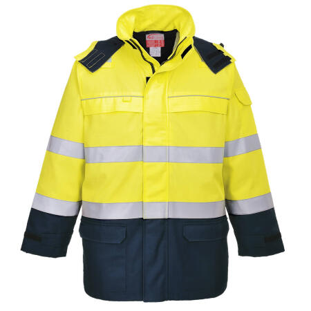 FR79 Bizflame Rain+ Hi-Vis Multi-Norm Constrast FR Jacket Yellow/Navy