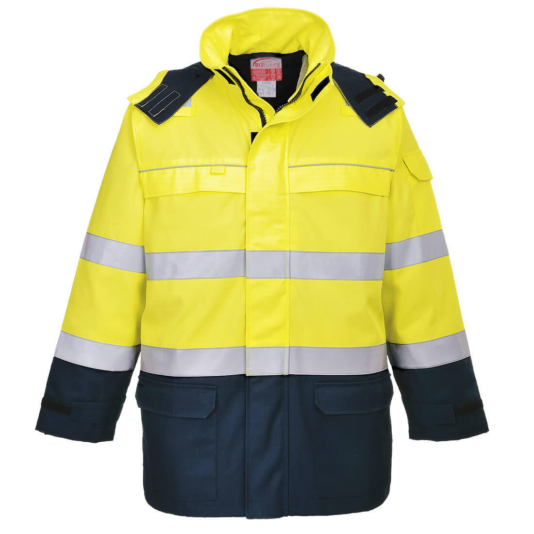 FR79 Bizflame Rain+ Hi-Vis Multi-Norm Constrast FR Jacket Yellow/Navy