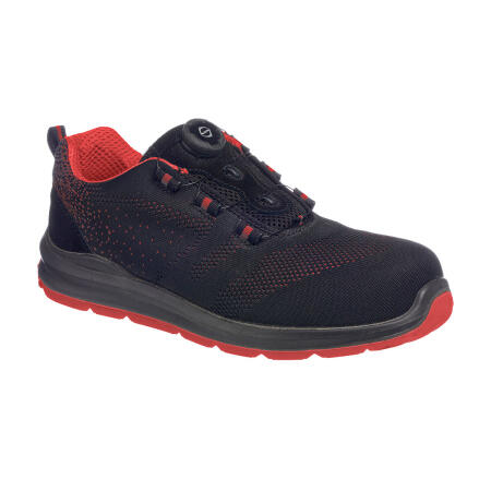 FT08 Portwest Composite Wire Lace Safety Trainer Knit S1P Black/Red
