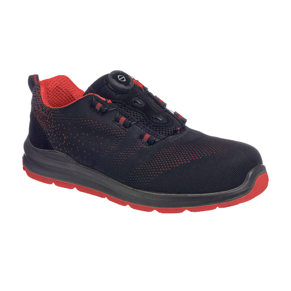 FT08 Portwest Composite Wire Lace Safety Trainer Knit S1P Black/Red