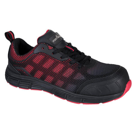 Portwest FT35 Composite Textile Trainer S1PS FO SR Black/Red