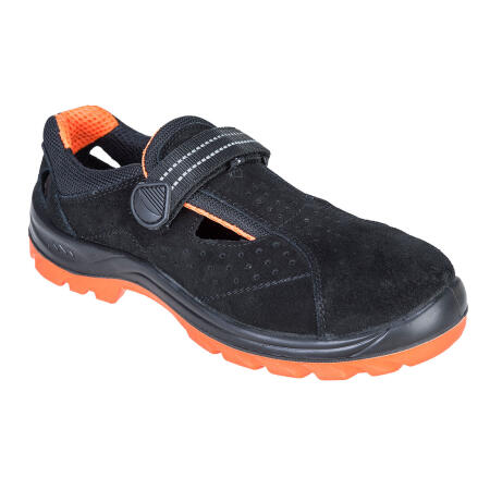 Portwest FW42 Steel Cow Suede Leather Sandal S1 SR FO Black