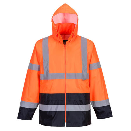 H443 Hi-Vis Contrast Classic Rain Jacket  Orange/Navy