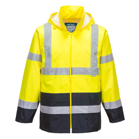 H443 Hi-Vis Contrast Classic Rain Jacket  Yellow/Navy