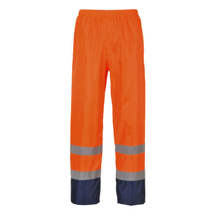 H444 Hi-Vis Contrast Classic Rain Trousers Orange/Navy