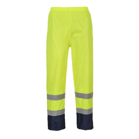 H444 Hi-Vis Contrast Classic Rain Trousers Yellow/Navy