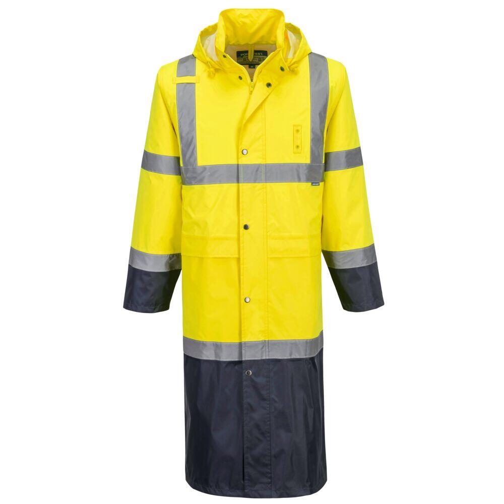H446 Hi-Vis Contrast Raincoat 122cm Yellow/Navy