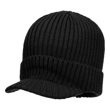 HA24 Beanie Hat with Peak Black