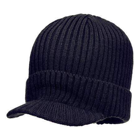 HA24 Beanie Hat with Peak Navy
