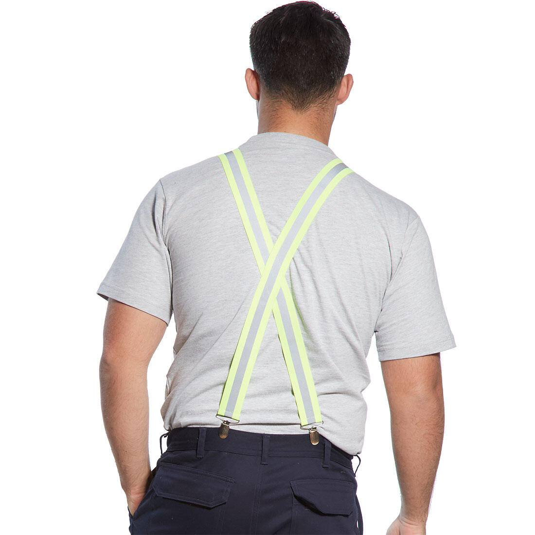 HV56 Hi-Vis Trousers Braces Yellow - Image 2