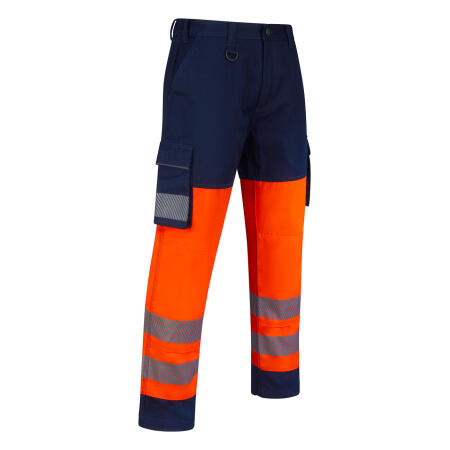 Beeswift Guardian Hi-Vis Safety Combat Trousers Orange / Navy