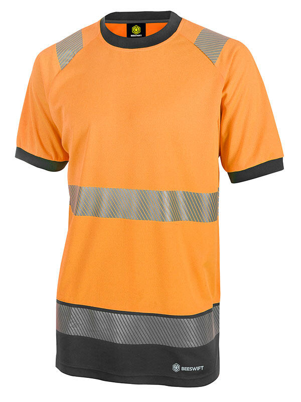 Beeswift Deltic Hi-Vis Two-Tone Short Sleeve T-Shirt Orange / Black