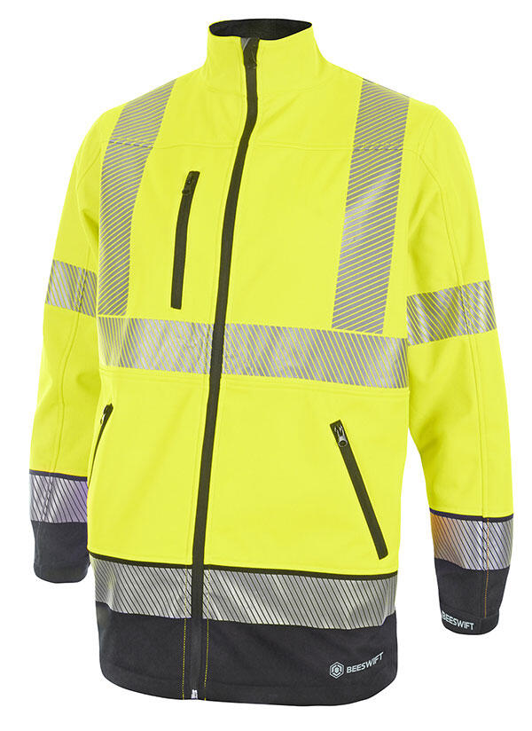 Beeswift Deltic Hi-Vis Two-Tone Soft Shell Jacket Saturn Yellow / Navy
