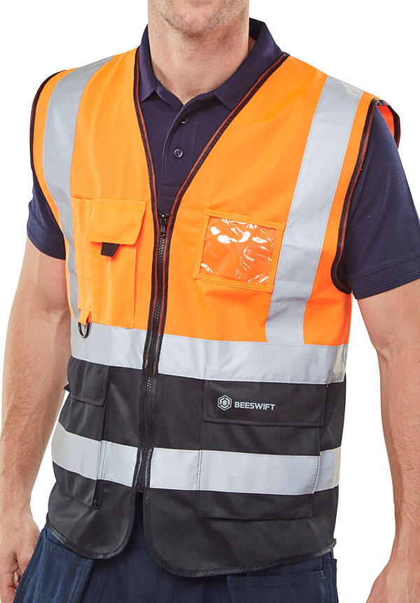 Beeswift Hi-Vis Two Tone Executive Id Vest Orange / Black