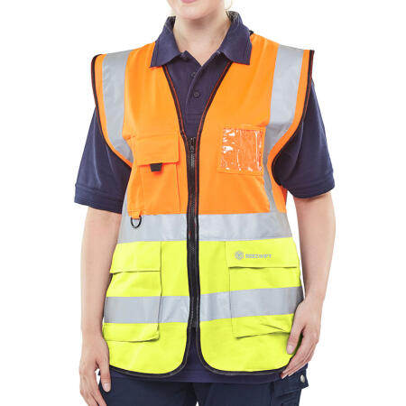 Beeswift Hi-Vis Two Tone Executive Id Vest Orange / Saturn Yellow