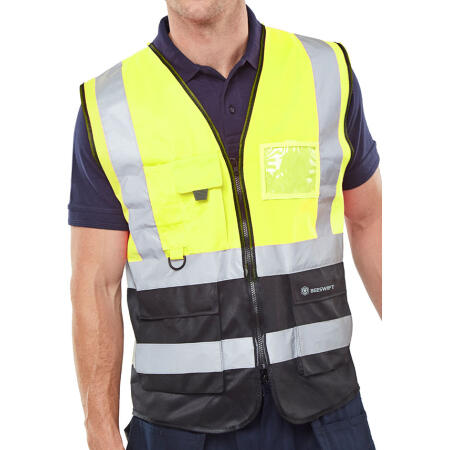 Beeswift Hi-Vis Two Tone Executive Id Vest SaturnYellow/Black