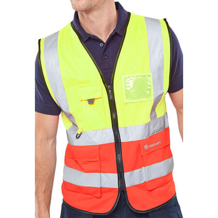 Beeswift Hi-Vis Two Tone Executive Id Vest SaturnYellow/Red