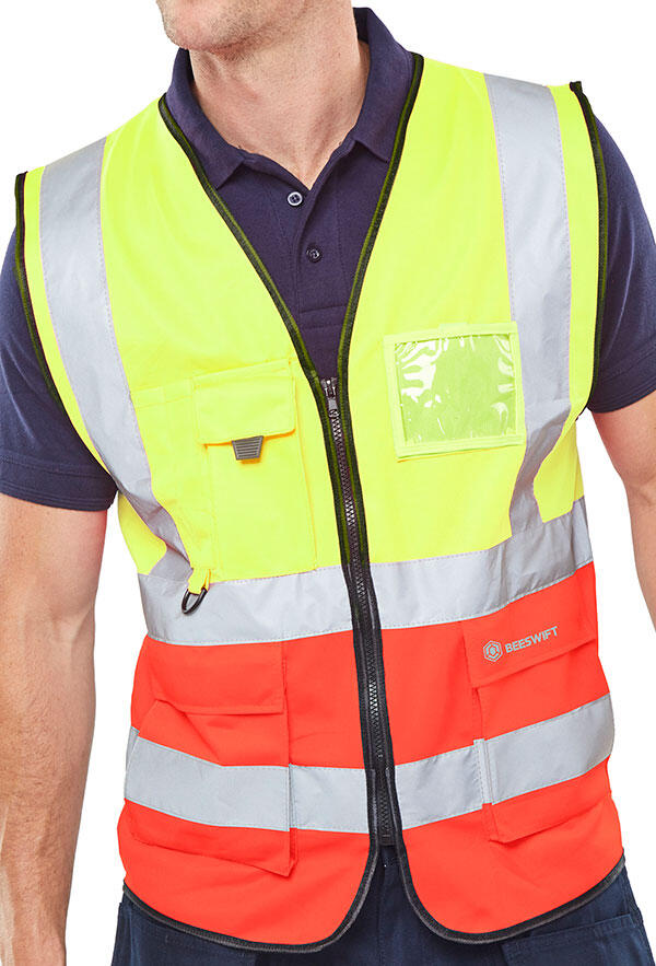 Beeswift Hi-Vis Two Tone Executive Id Vest SaturnYellow/Red