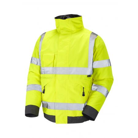 LEO Workwear CHIVENOR ISO 20471 Cl 3 Bomber Jacket HV YELLOW