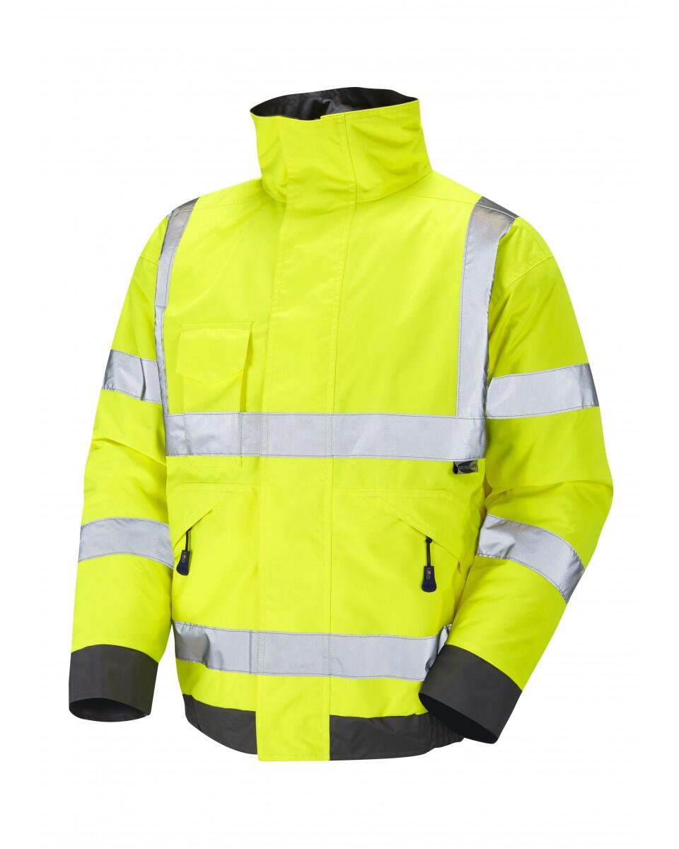 LEO Workwear CHIVENOR ISO 20471 Cl 3 Bomber Jacket HV YELLOW