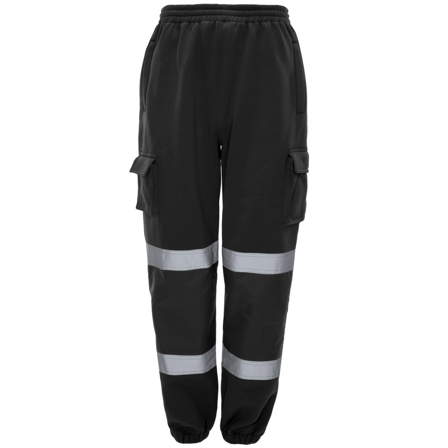 Supertouch Black Hi Vis Jogging Bottoms