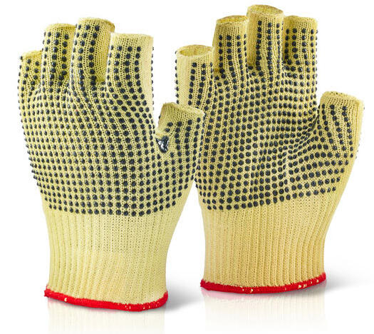 Beeswift Reinforced Fingerless Dotted Gloves Yellow