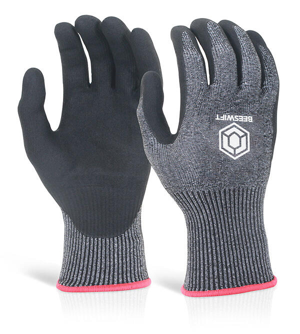 Beeswift Micro Foam Nitrile Cut Level 5 Gloves Black