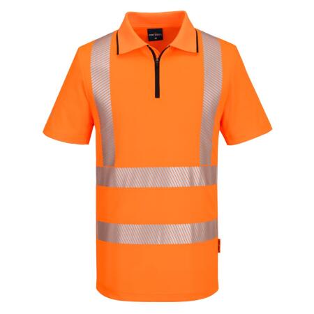 KX302 KX3 Sport Hi-Vis Zip Polo Shirt S/S Orange