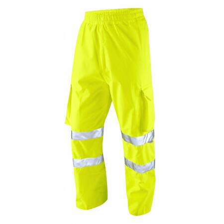 LEO Workwear INSTOW ISO 20471 Cl 1 Breathable Cargo Overtrouser HV YELLOW