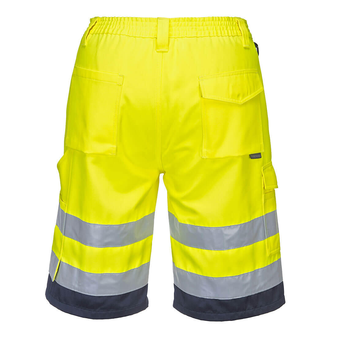 L043 Hi-Vis Lightweight Polycotton Shorts Yellow/Navy - Image 2