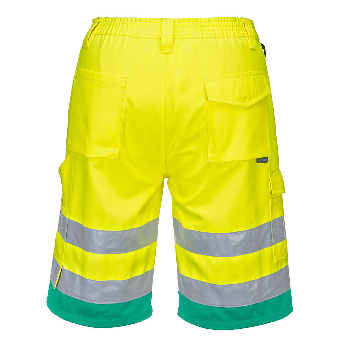 L043 Hi-Vis Lightweight Polycotton Shorts Yellow/Teal - Image 2
